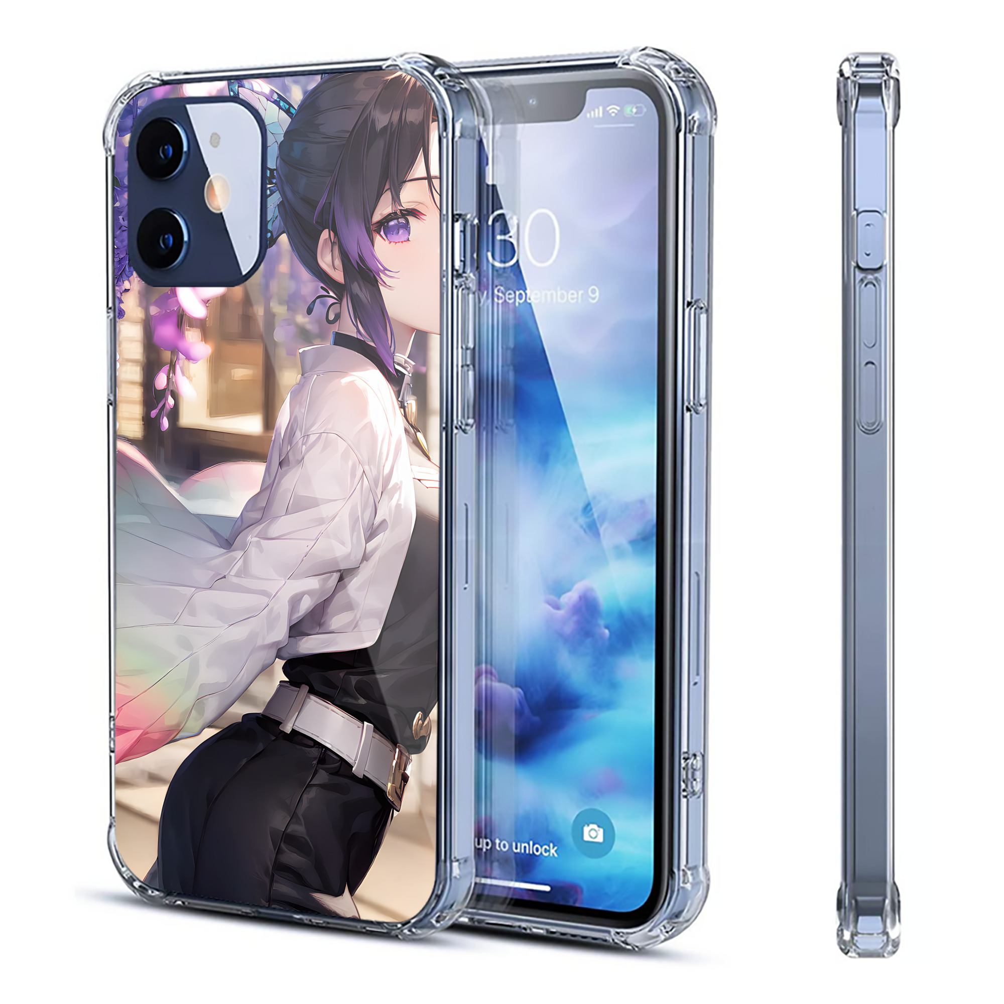 （画像用） 鬼滅の刃（きめつのやいば）蟲柱-胡蝶 しのぶ／こちょう しのぶ Kochou Shinobu 【iPhone 12シリーズ対応】透明スマホケース（クリアソフトケース）